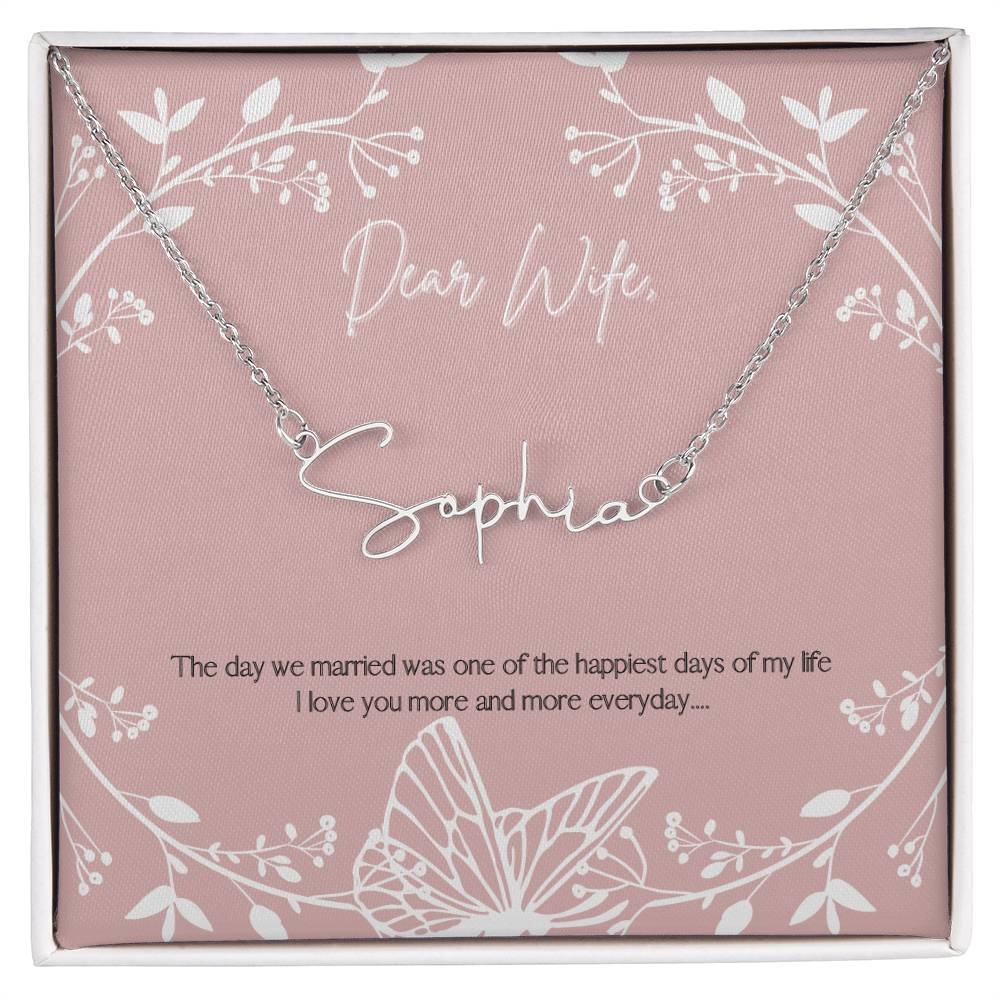 Signature Name Necklace - Dear Wife ShineOn Fulfillment