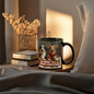 Personalized black ceramic mug- We woof you a Merry Christmas ShineOn Fulfillment