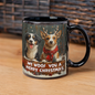 Personalized black ceramic mug- We woof you a Merry Christmas ShineOn Fulfillment
