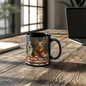 Personalized black ceramic mug- We woof you a Merry Christmas ShineOn Fulfillment