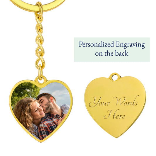 Personalized Heart Photo Keychain ShineOn Fulfillment