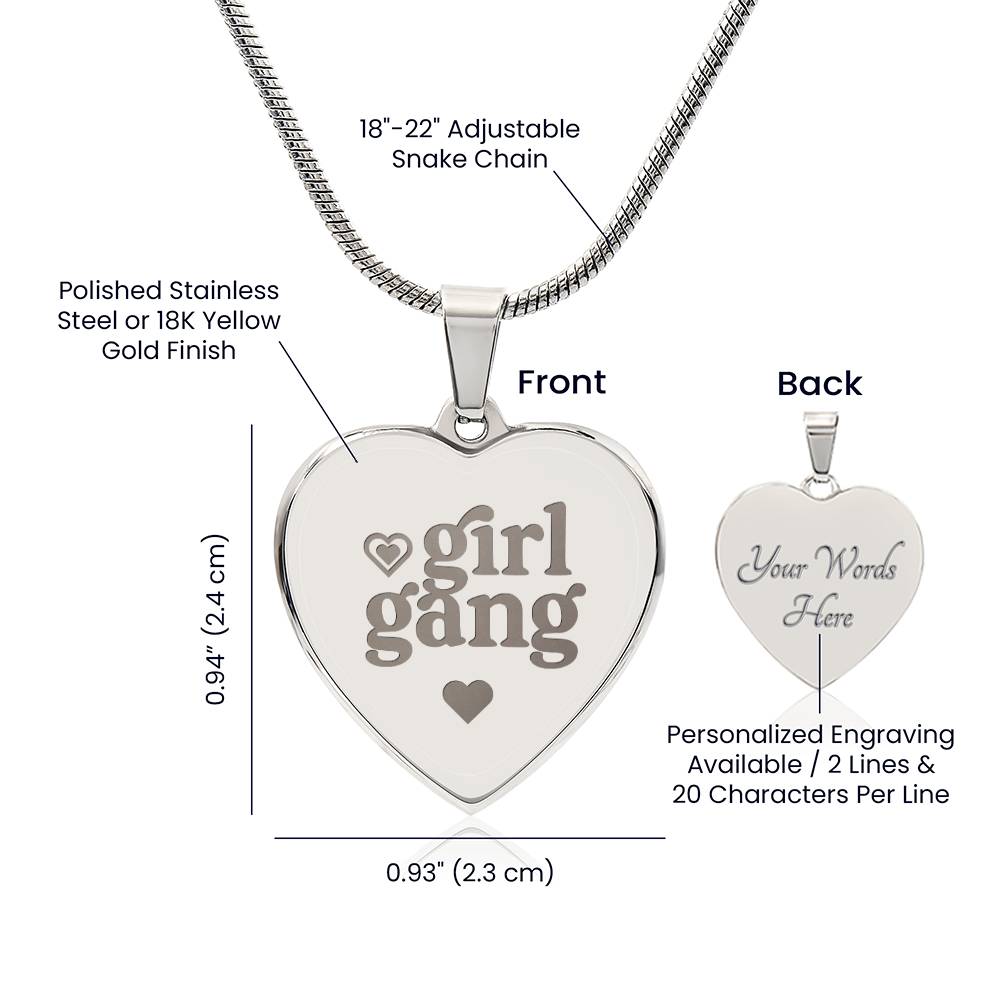 Engraved Heart Necklace - GIRL GANG Zein