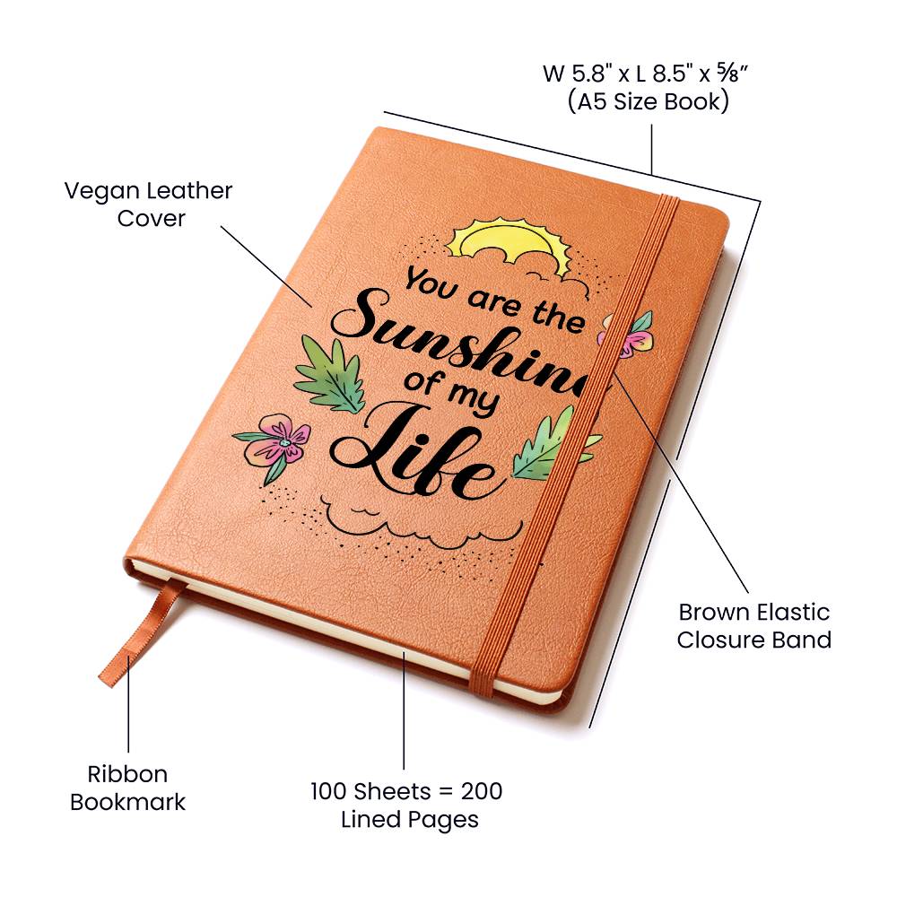 Graphic Leather Journal- You are the sunshine of my life ShineOn Fulfillment