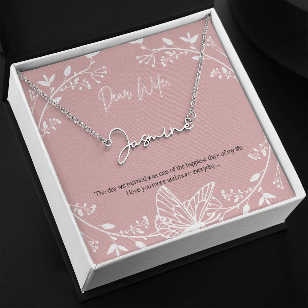 Signature Name Necklace - Dear Wife ShineOn Fulfillment