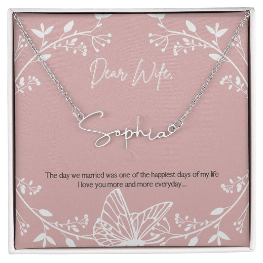 Signature Name Necklace - Dear Wife ShineOn Fulfillment