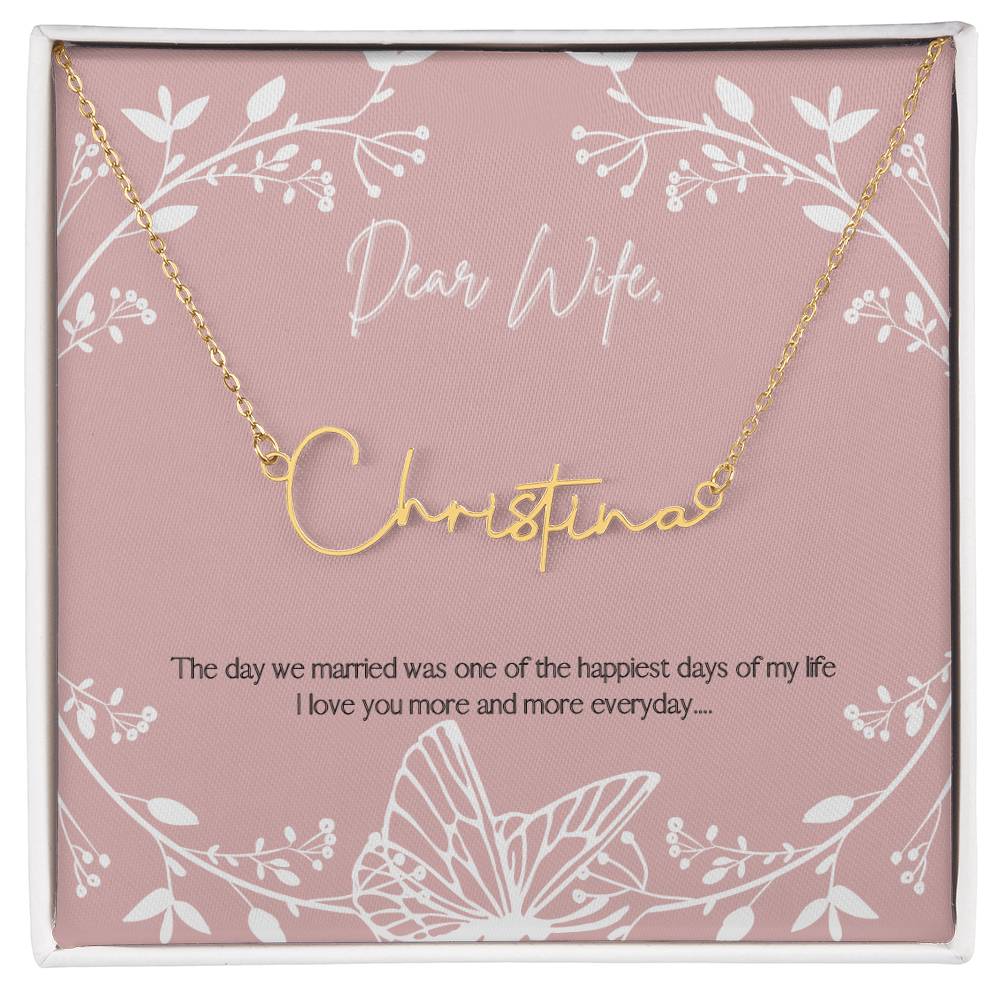 Signature Name Necklace - Dear Wife ShineOn Fulfillment