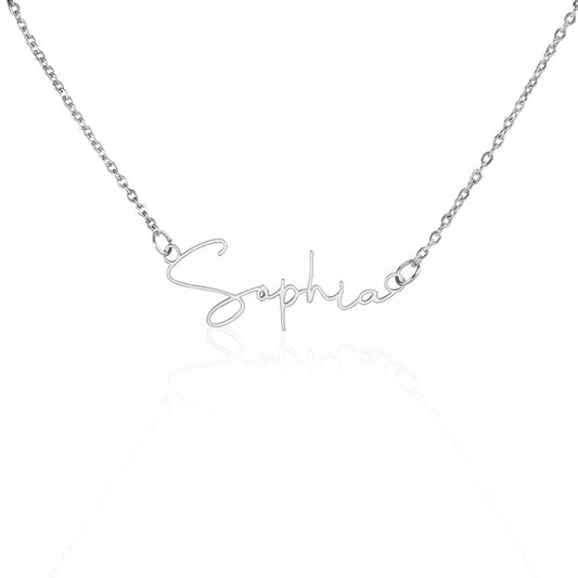 Signature Name Stainless Steel Necklace (No Message Card) ShineOn Fulfillment