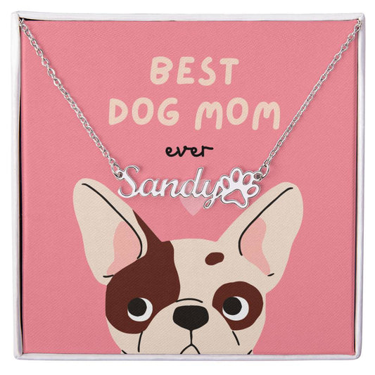 Paw Print Name Necklace - Best Dog Mom ShineOn Fulfillment