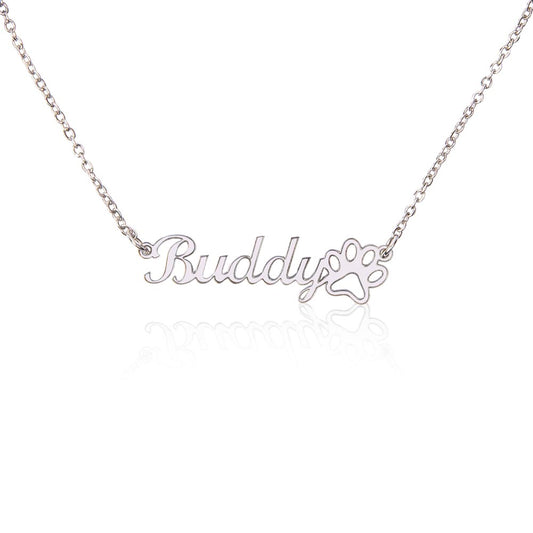 Paw Print Name Necklace ShineOn Fulfillment