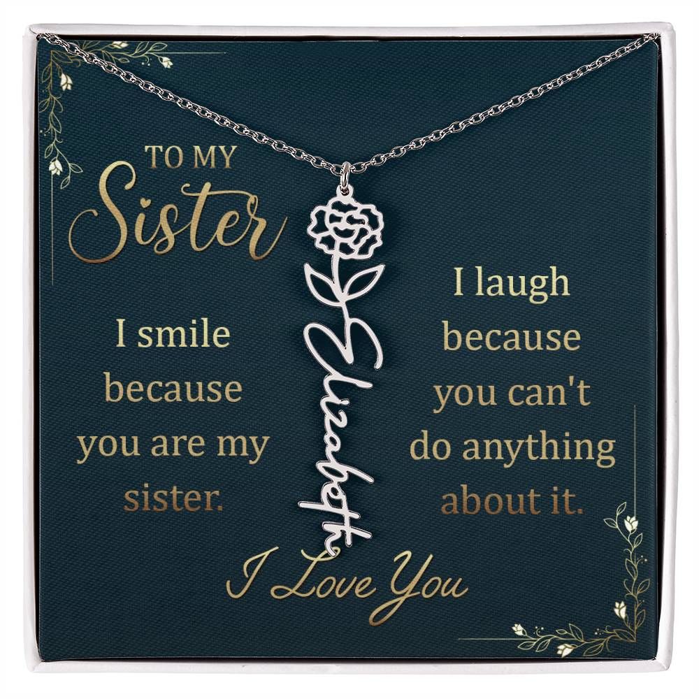 Flower Name Necklace - To my sister ShineOn Fulfillment