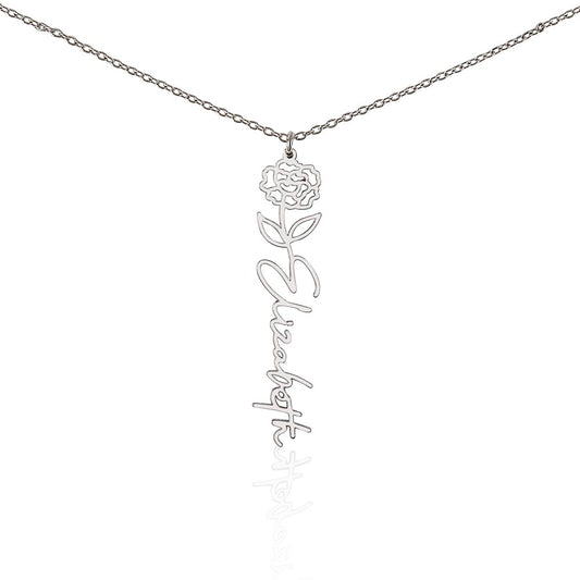 Personalised Flower Name Necklace ShineOn Fulfillment