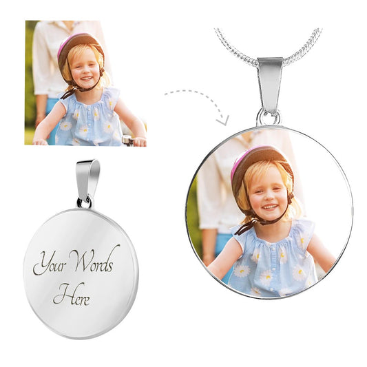 Circle photo pendant Stainless Steel Necklace ShineOn Fulfillment