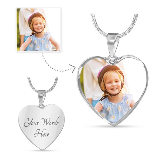 Heart Photo Pendant Stainless Steel Necklace ShineOn Fulfillment