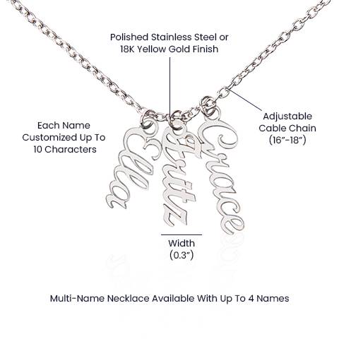 Personalised Multi Vertical Name Necklace ShineOn Fulfillment